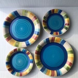 Gibson ”Carmelita Stripes”  2 Dinner Plates And 2 Salad Plates
